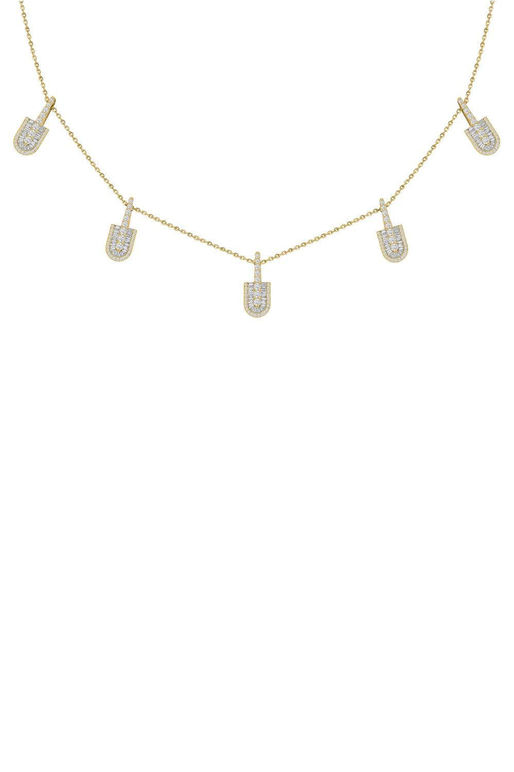 Diamond Baguette Five Stacked U Necklace - Yellow Gold-YELLOW GOLD-JEWELRYFINE JEWELNECKLACE O-U LOS ANGELES