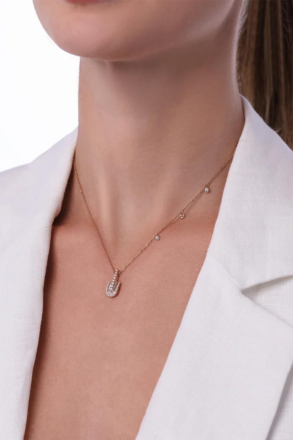 Diamond Baguette U Solo Three Charm Necklace - Yellow Gold-YELLOW GOLD-JEWELRYFINE JEWELNECKLACE O-U LOS ANGELES