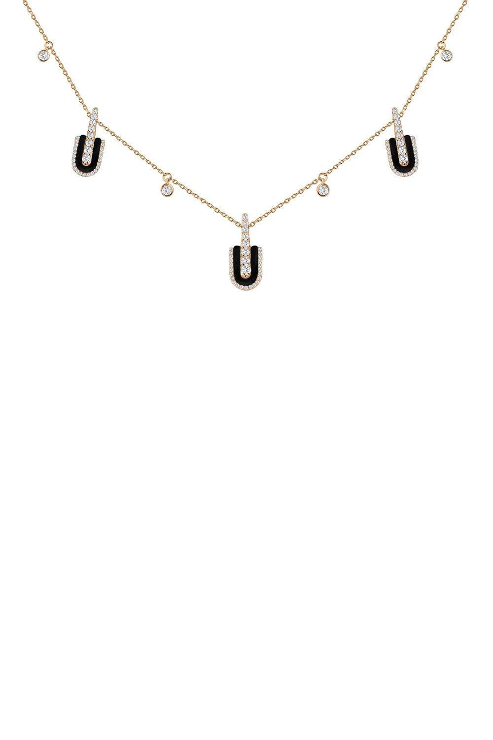 Diamond Onyx U Trio Charm Necklace-YELLOW GOLD-JEWELRYFINE JEWELNECKLACE O-U LOS ANGELES