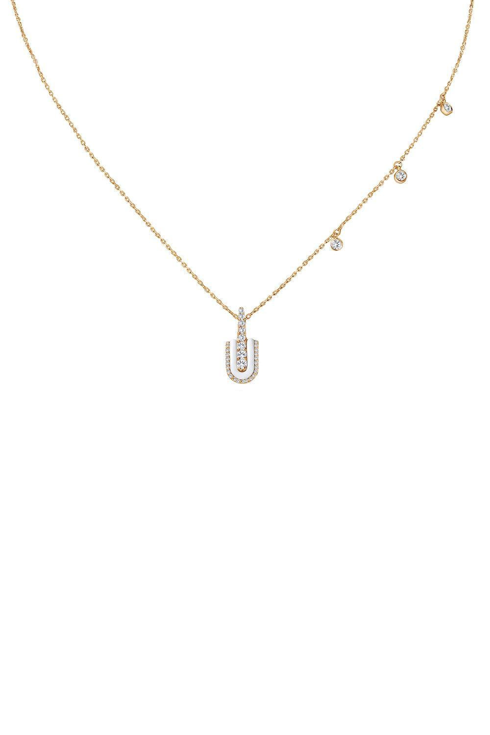 Diamond White Quartz Solo Charm Necklace-YELLOW GOLD-JEWELRYFINE JEWELNECKLACE O-U LOS ANGELES