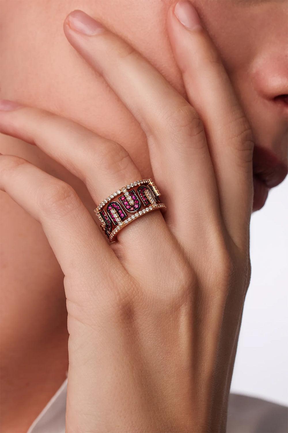 Diamond Ruby U Band Ring-ROSE GOLD-5.5-JEWELRYFINE JEWELRING-U LOS ANGELES