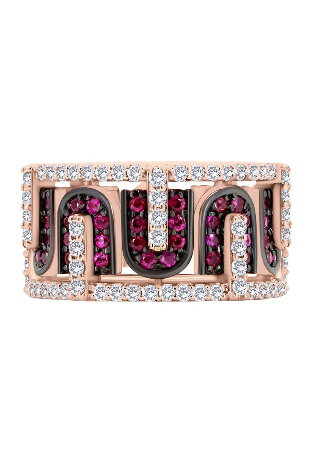 Diamond Ruby U Band Ring-ROSE GOLD-5.5-JEWELRYFINE JEWELRING-U LOS ANGELES