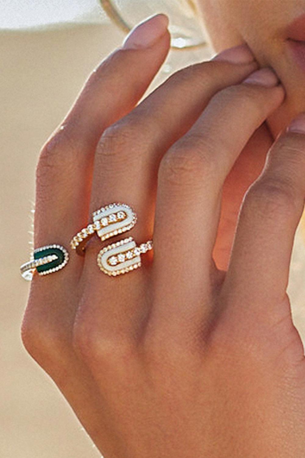 Diamond White Quartz U Duo Twist Ring - Rose Gold-ROSE GOLD-6-JEWELRYFINE JEWELRING-U LOS ANGELES