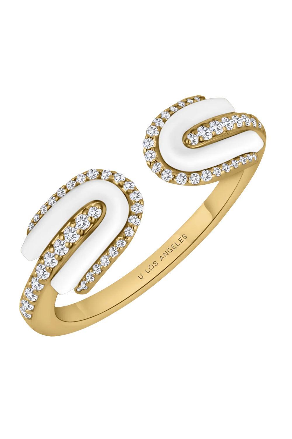 Diamond White Quartz U Duo Open Ring-ROSE GOLD-6.5-JEWELRYFINE JEWELRING-U LOS ANGELES