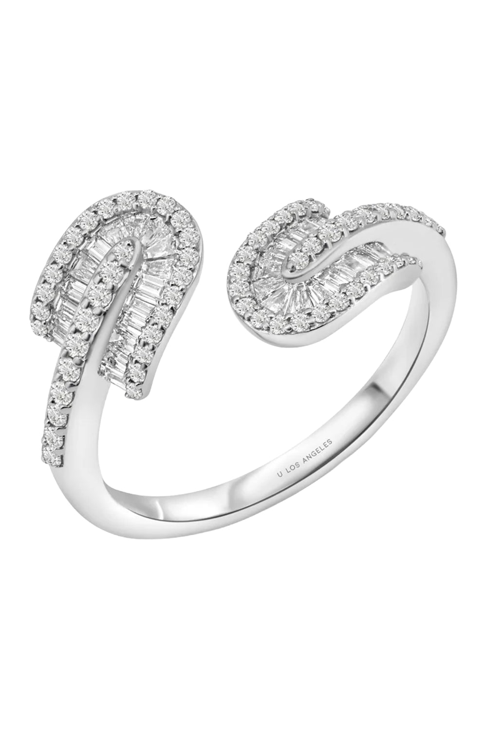 Diamond Baguette U Duo Twist Ring-WHITE GOLD-5.5-JEWELRYFINE JEWELRING-U LOS ANGELES