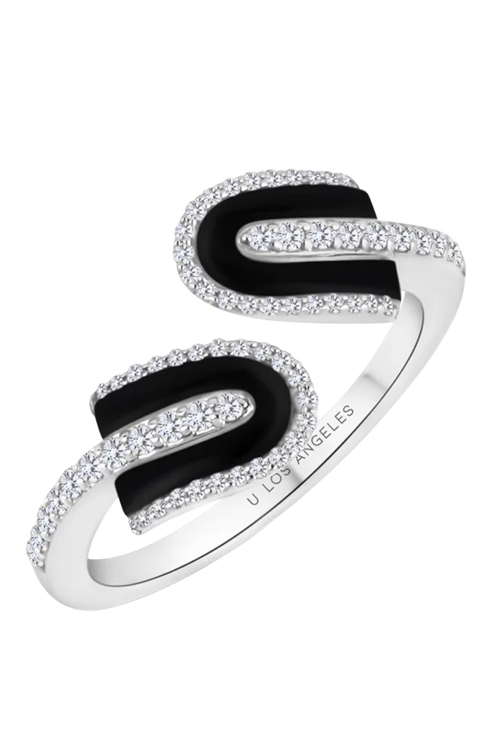 Diamond Onyx U Duo Twist Ring-WHITE GOLD-6-JEWELRYFINE JEWELRING-U LOS ANGELES