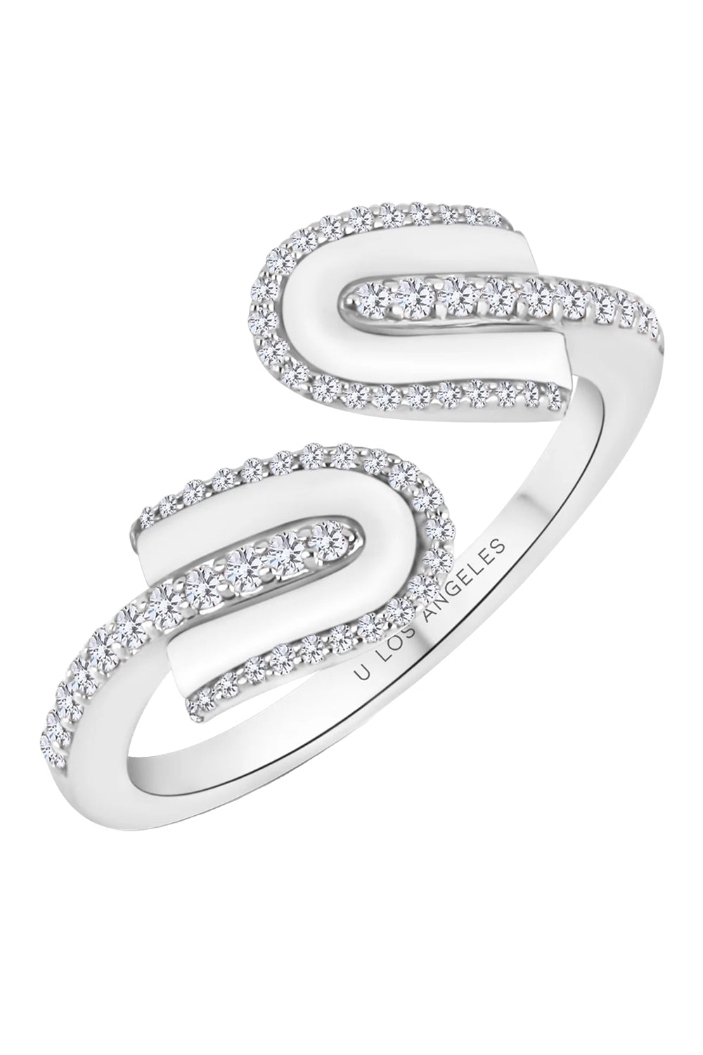 Diamond White Quartz U Duo Twist Ring - White Gold-WHITE GOLD-6.5-JEWELRYFINE JEWELRING-U LOS ANGELES