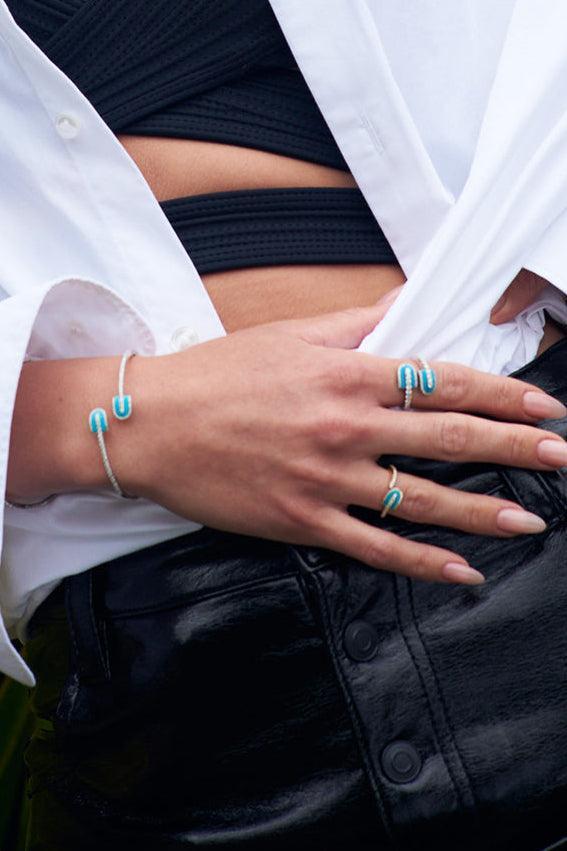 Diamond Turquoise U Duo Maxi Ring-YELLOW GOLD-6-JEWELRYFINE JEWELRING-U LOS ANGELES