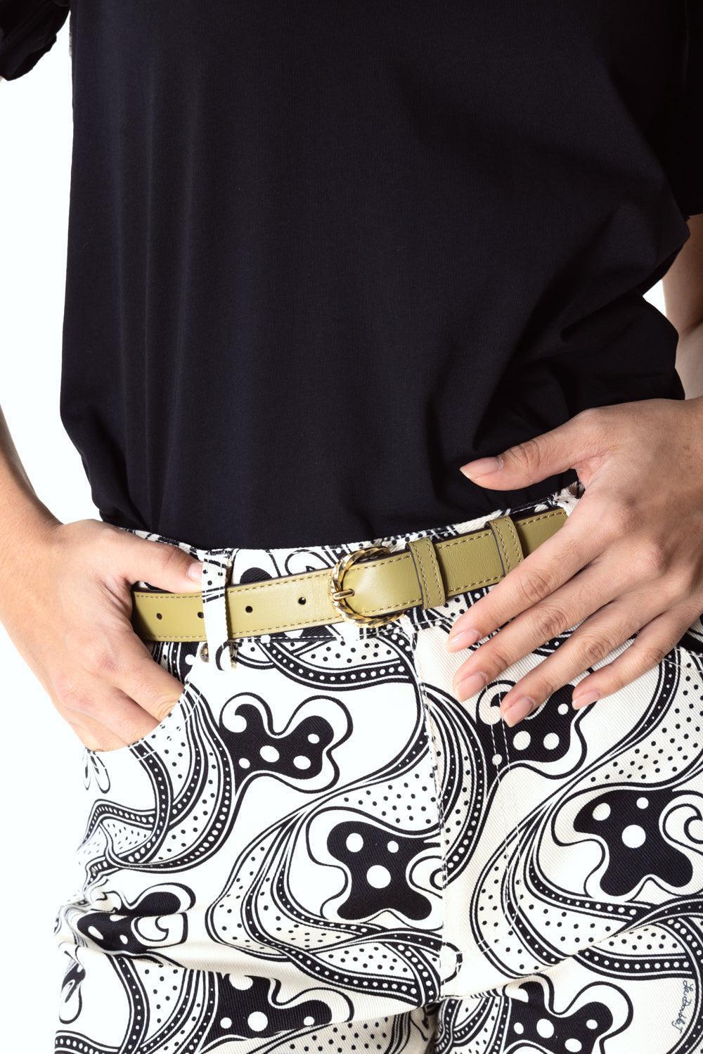 Gia Twisted Buckle Belt - Lichen-LICHEN-P/S-ACCESSORIEBELTS-ULLA JOHNSON
