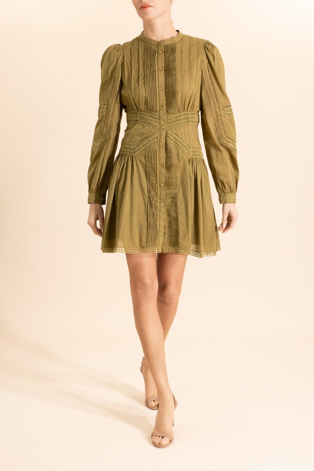 Elysia Cotton Mini Dress-GREEN-0-CLOTHINGDRESSCASUAL-ULLA JOHNSON