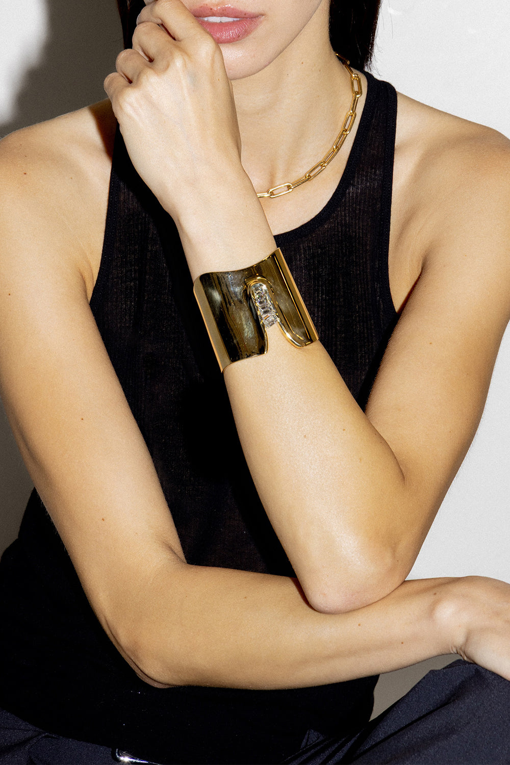  Diamond Emerald Cut Shield Bracelet-YELLOW GOLD-16-JEWELRYFINE JEWELBRACELET O-UNIFORM OBJECT 