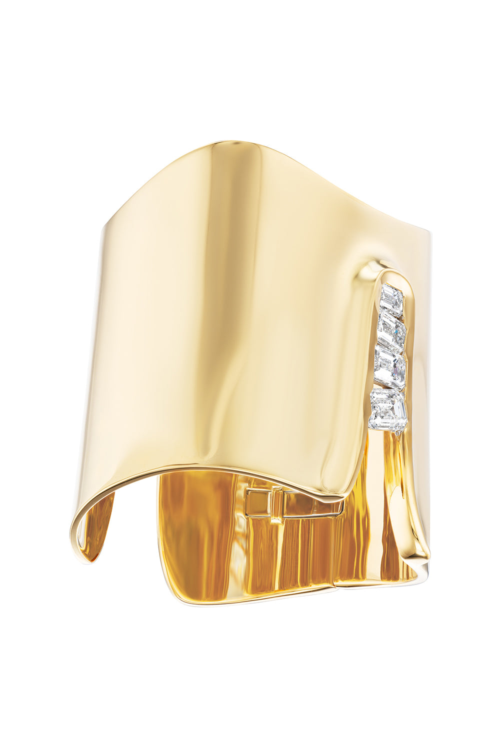  Diamond Emerald Cut Shield Bracelet-YELLOW GOLD-16-JEWELRYFINE JEWELBRACELET O-UNIFORM OBJECT 