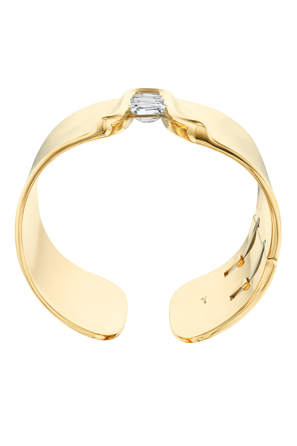 Diamond Emerald Cut Shield Bracelet-YELLOW GOLD-16-JEWELRYFINE JEWELBRACELET O-UNIFORM OBJECT