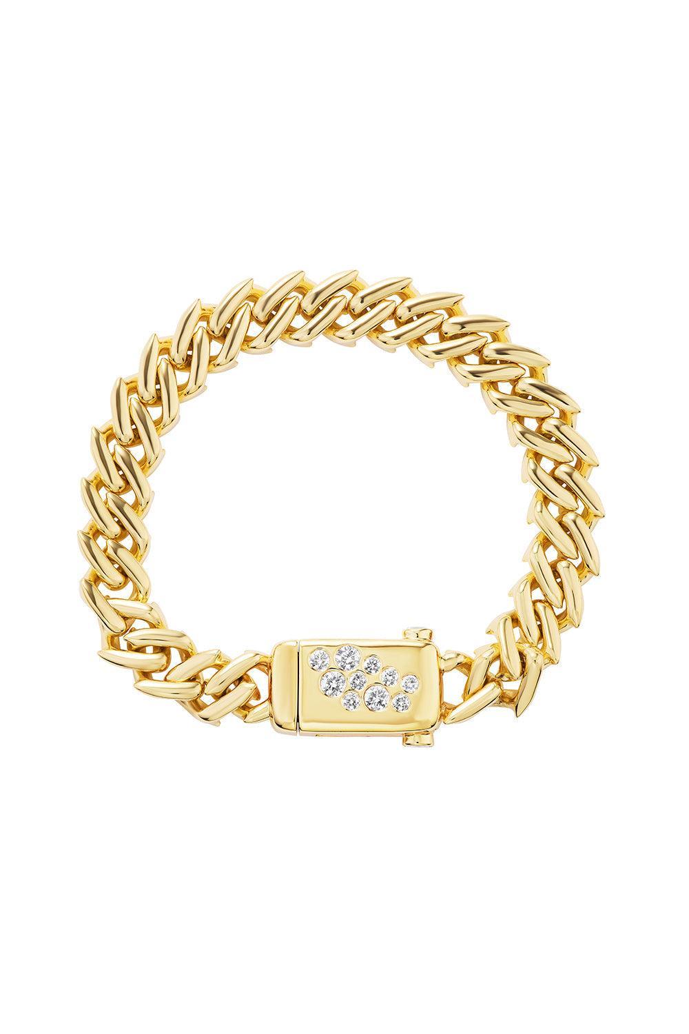 Diamond Curb Chain Bracelet-YELLOW GOLD-JEWELRYFINE JEWELBRACELET O-UNIFORM OBJECT