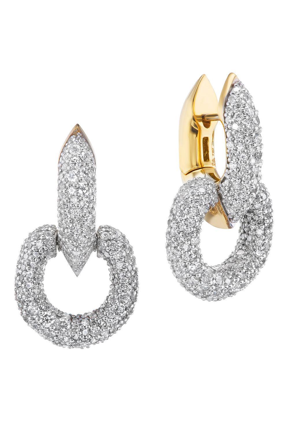 Diamond Huggie Hoop Earrings-YELLOW GOLD-JEWELRYFINE JEWELEARRING-UNIFORM OBJECT