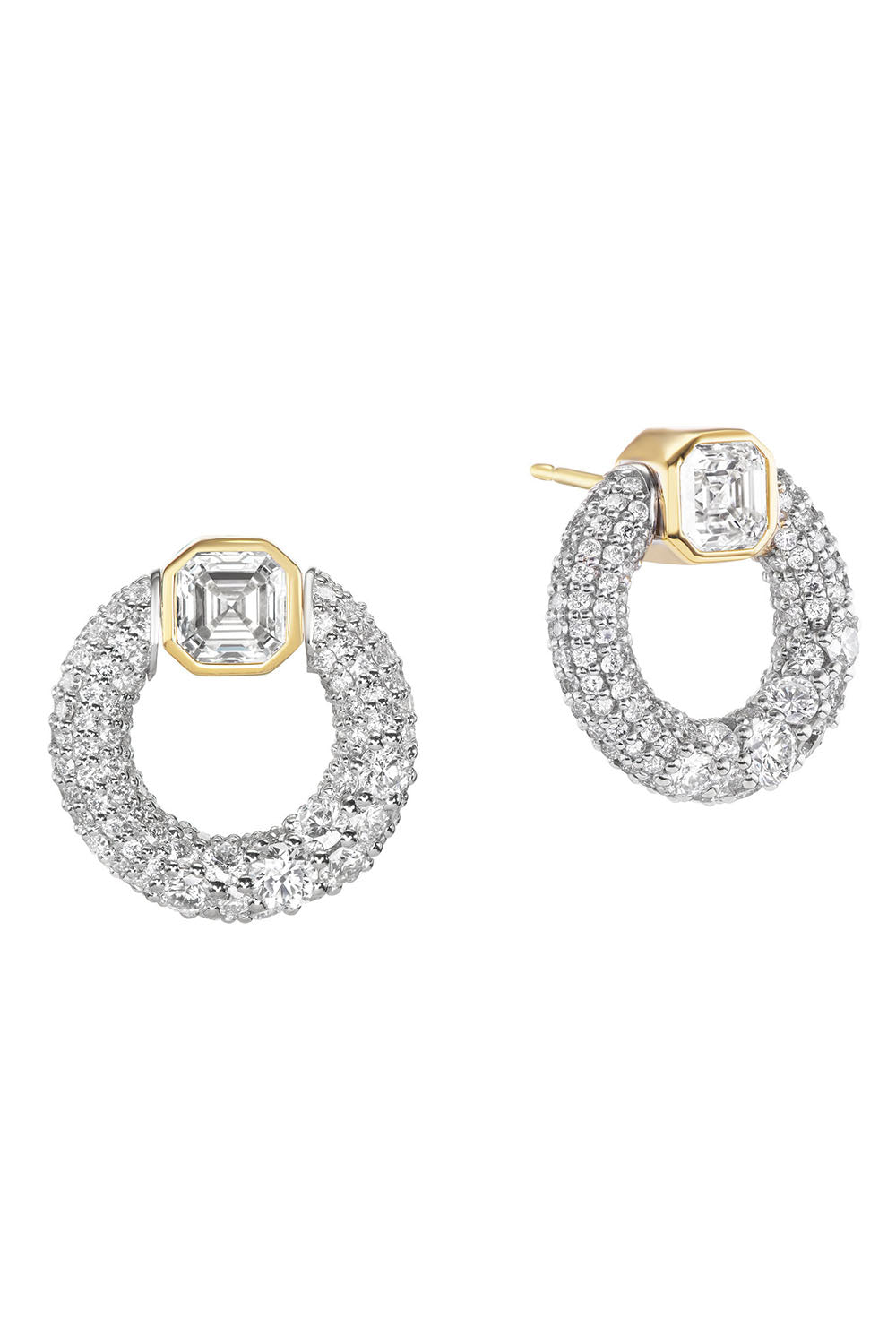 Diamond Knocker Earrings-YELLOW GOLD-JEWELRYFINE JEWELEARRING-UNIFORM OBJECT