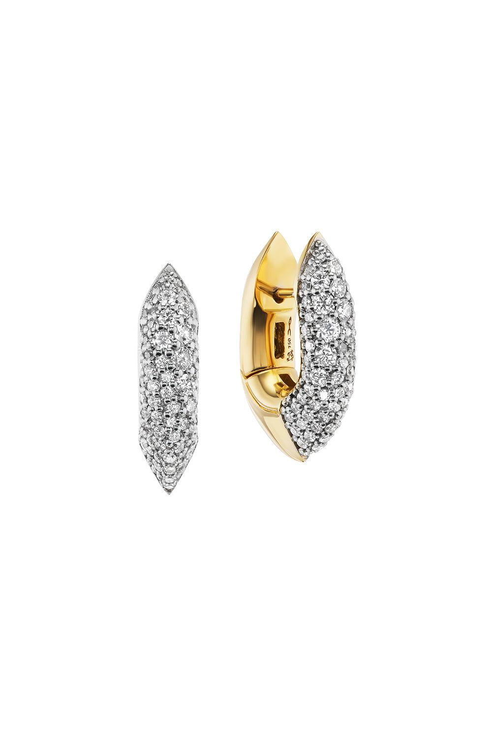 Diamond Shard Huggie Earrings-YELLOW GOLD-JEWELRYFINE JEWELEARRING-UNIFORM OBJECT