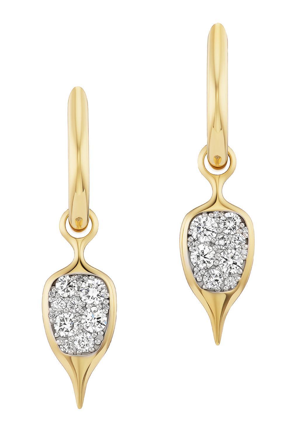 Diamond Thorn Carriage Huggie Earrings-YELLOW GOLD-JEWELRYFINE JEWELEARRING-UNIFORM OBJECT