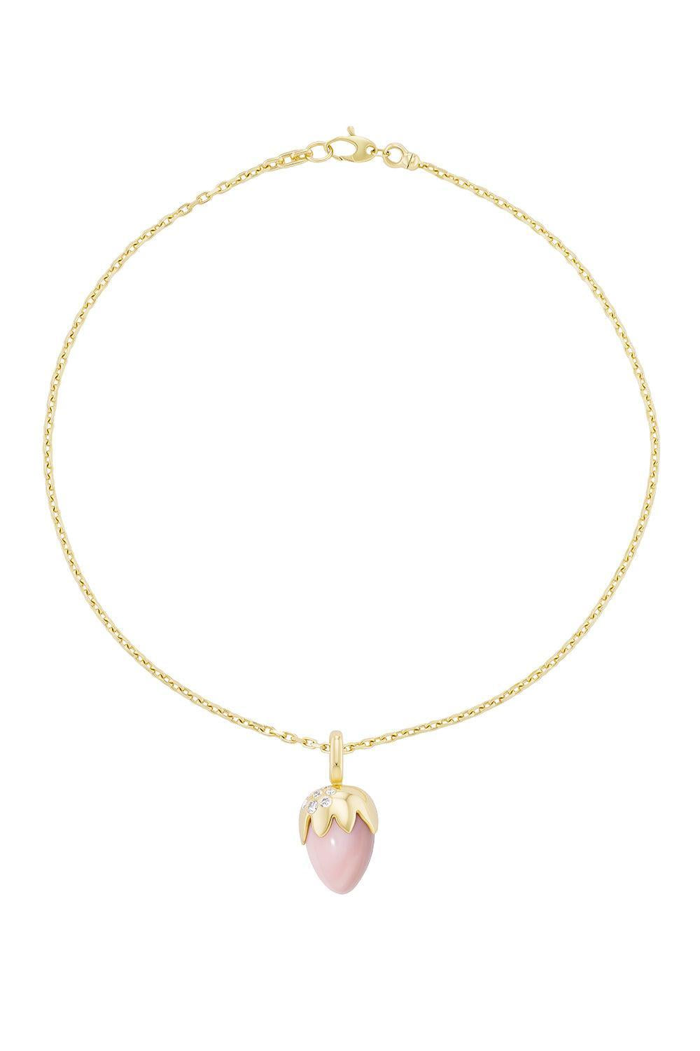 Pink Opal Diamond Strawberry Necklace-YELLOW GOLD-22-JEWELRYFINE JEWELNECKLACE O-UNIFORM OBJECT