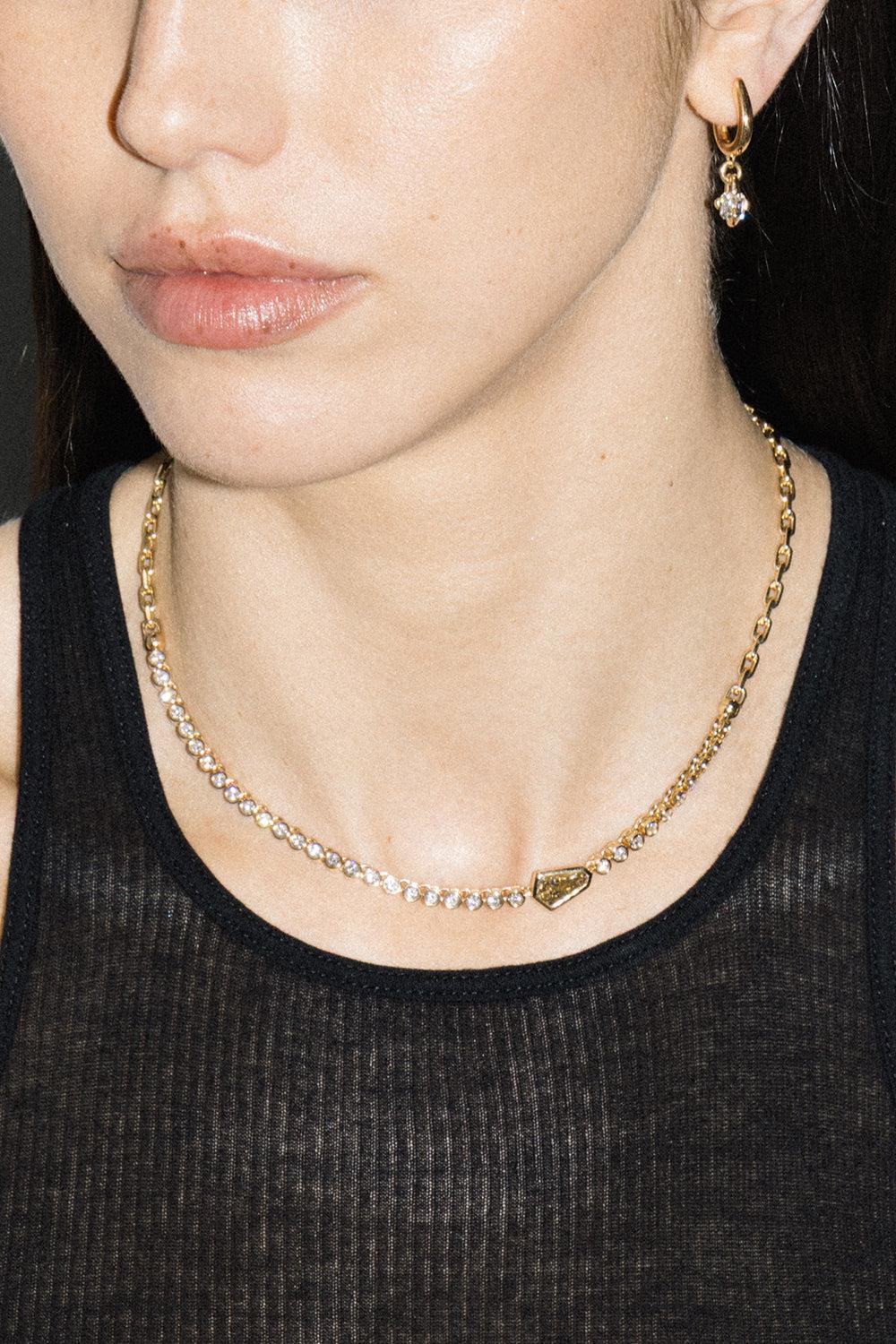Diamond Champagne Tennis Necklace-YELLOW GOLD-JEWELRYFINE JEWELNECKLACE O-UNIFORM OBJECT