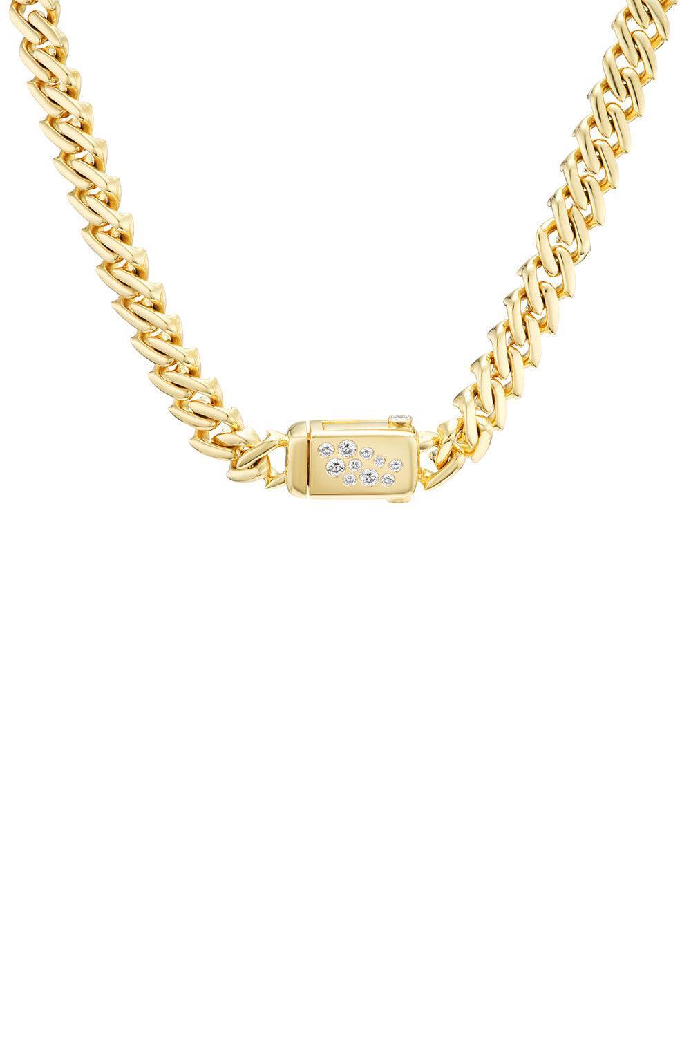Diamond Curb Chain Necklace-YELLOW GOLD-JEWELRYFINE JEWELNECKLACE O-UNIFORM OBJECT