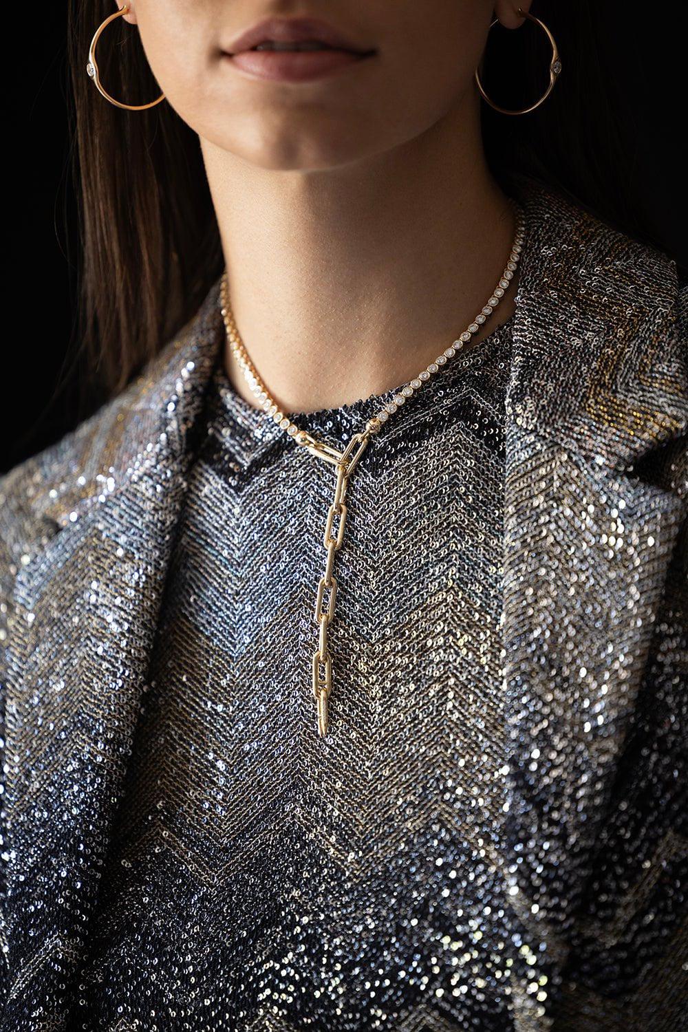UNIFORM OBJECT-Heavy Metal Tennis Necklace-YELLOW GOLD