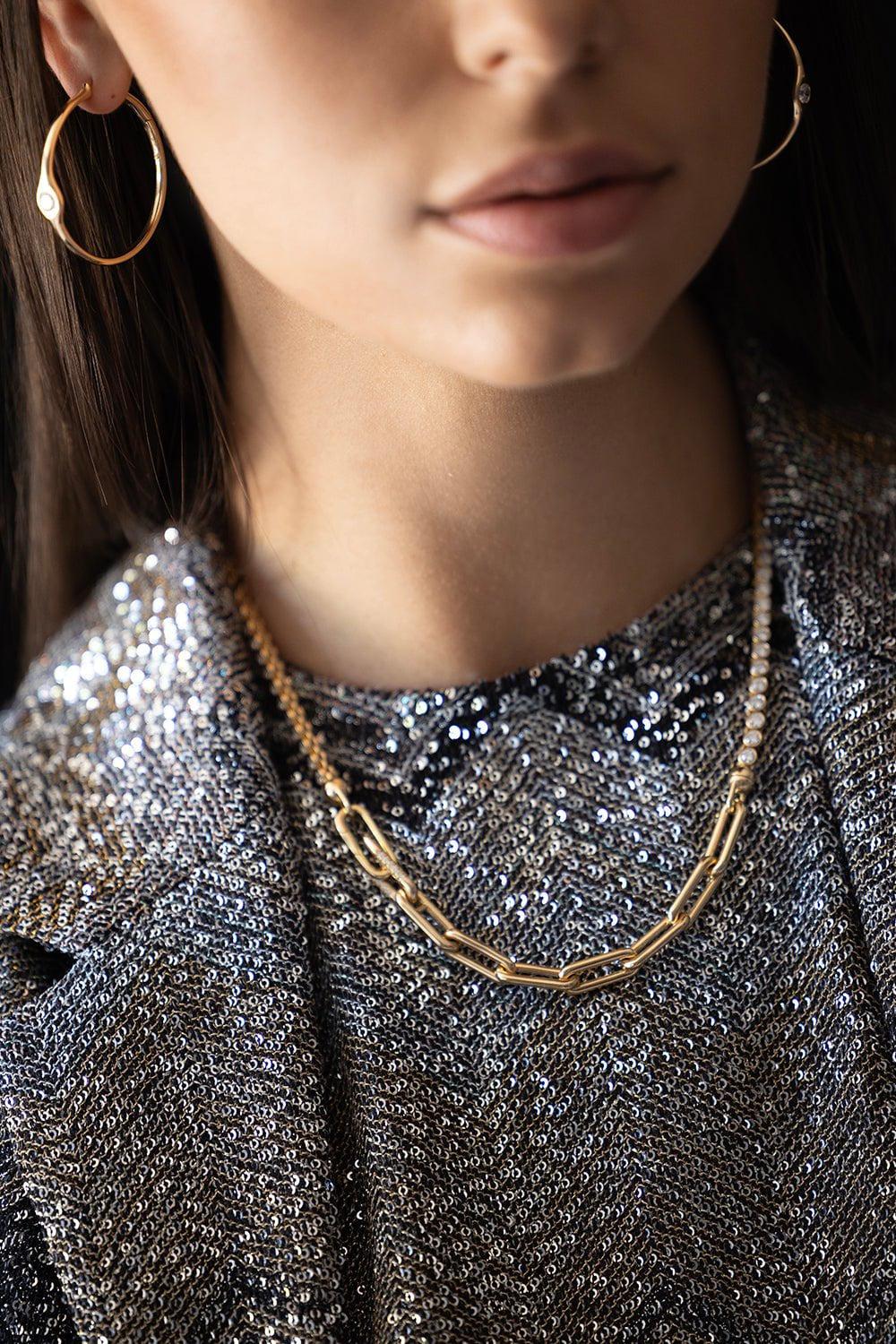 UNIFORM OBJECT-Heavy Metal Tennis Necklace-YELLOW GOLD