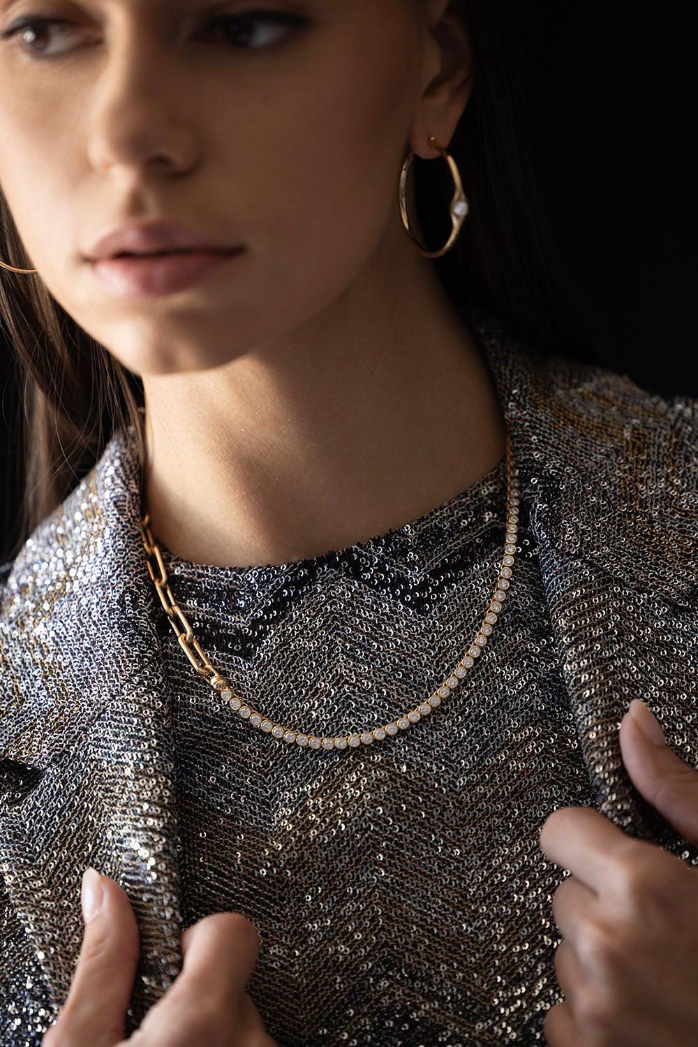 UNIFORM OBJECT-Heavy Metal Tennis Necklace-YELLOW GOLD