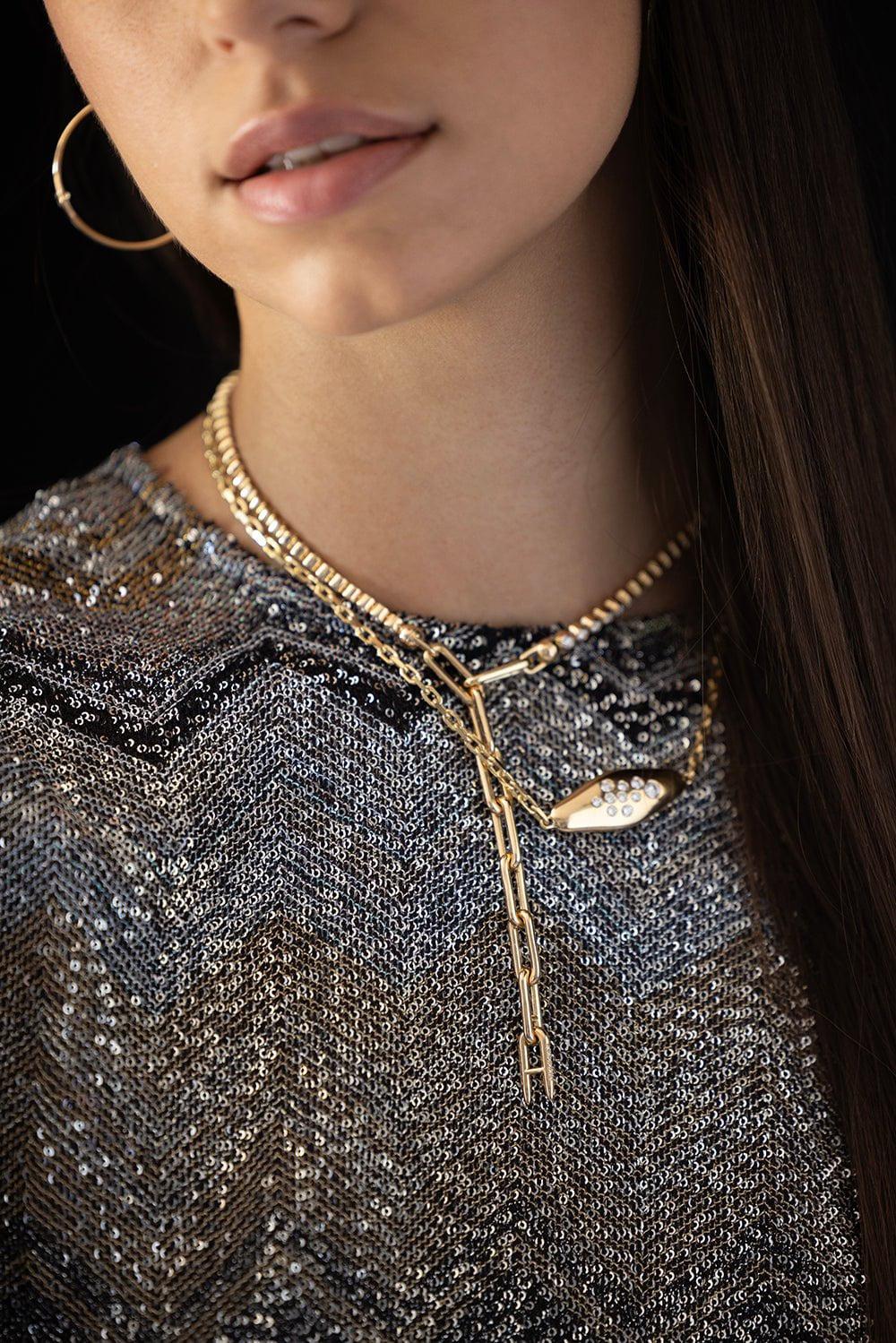 UNIFORM OBJECT-Heavy Metal Tennis Necklace-YELLOW GOLD