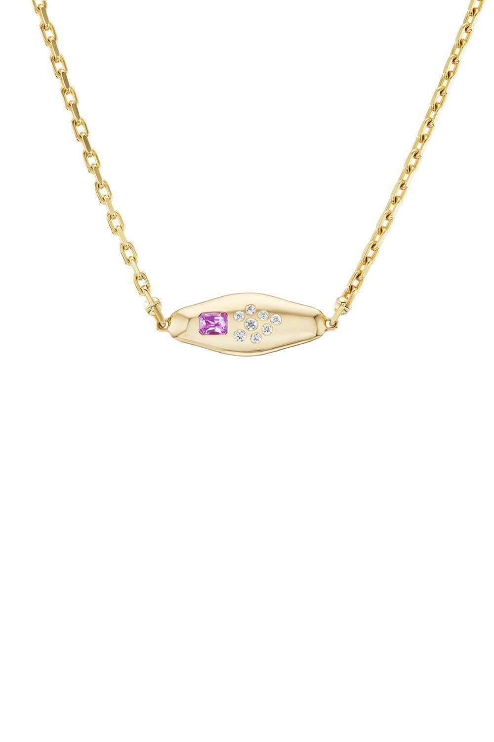 Padparadsha Vessel Necklace-YELLOW GOLD-JEWELRYFINE JEWELNECKLACE O-UNIFORM OBJECT
