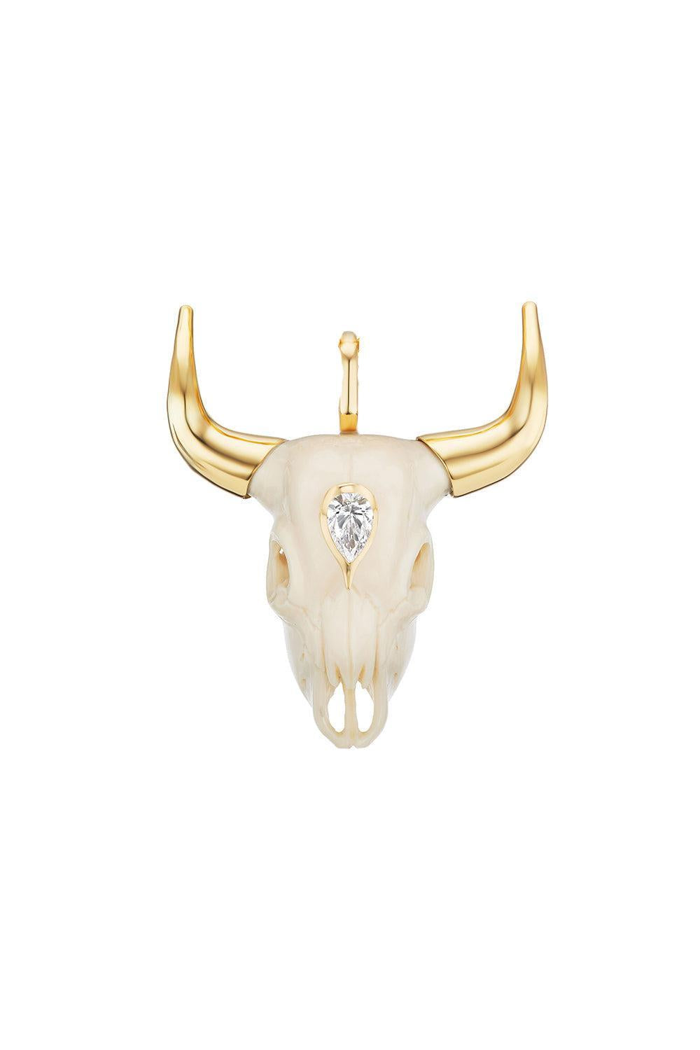 Carved Mammoth Diamond Bull Pendant-YELLOW GOLD-JEWELRYFINE JEWELPENDANT-UNIFORM OBJECT