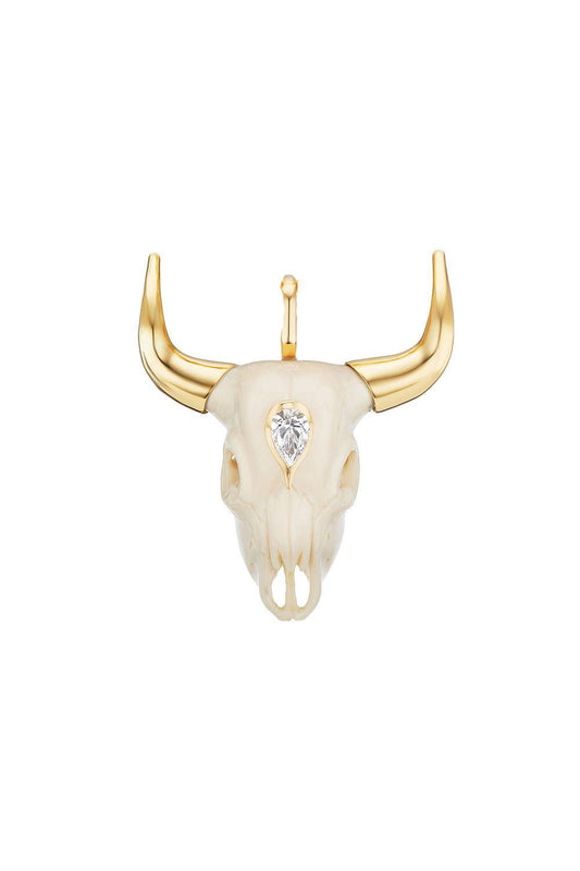 Carved Mammoth Diamond Bull Pendant-YELLOW GOLD-JEWELRYFINE JEWELPENDANT-UNIFORM OBJECT