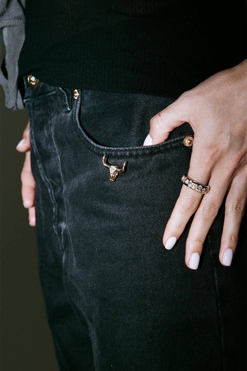 Diamond Mini Bull Pin-YELLOW GOLD-JEWELRYFINE JEWELPIN-UNIFORM OBJECT