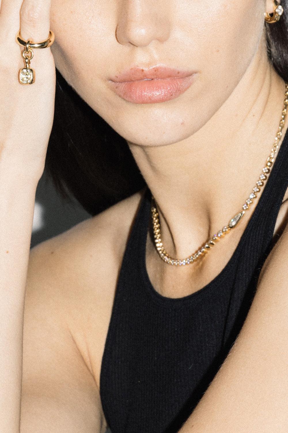 Diamond Carriage Ring Ear Cuff-YELLOW GOLD-4-JEWELRYFINE JEWELRING-UNIFORM OBJECT