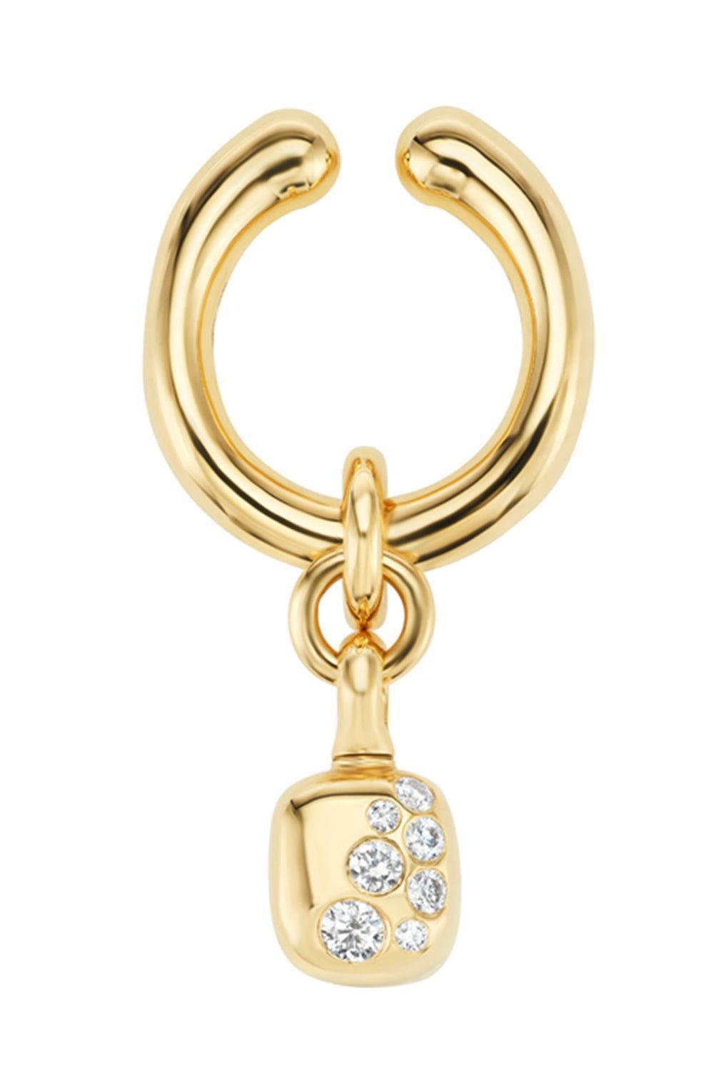 Diamond Carriage Ring Ear Cuff-YELLOW GOLD-4-JEWELRYFINE JEWELRING-UNIFORM OBJECT