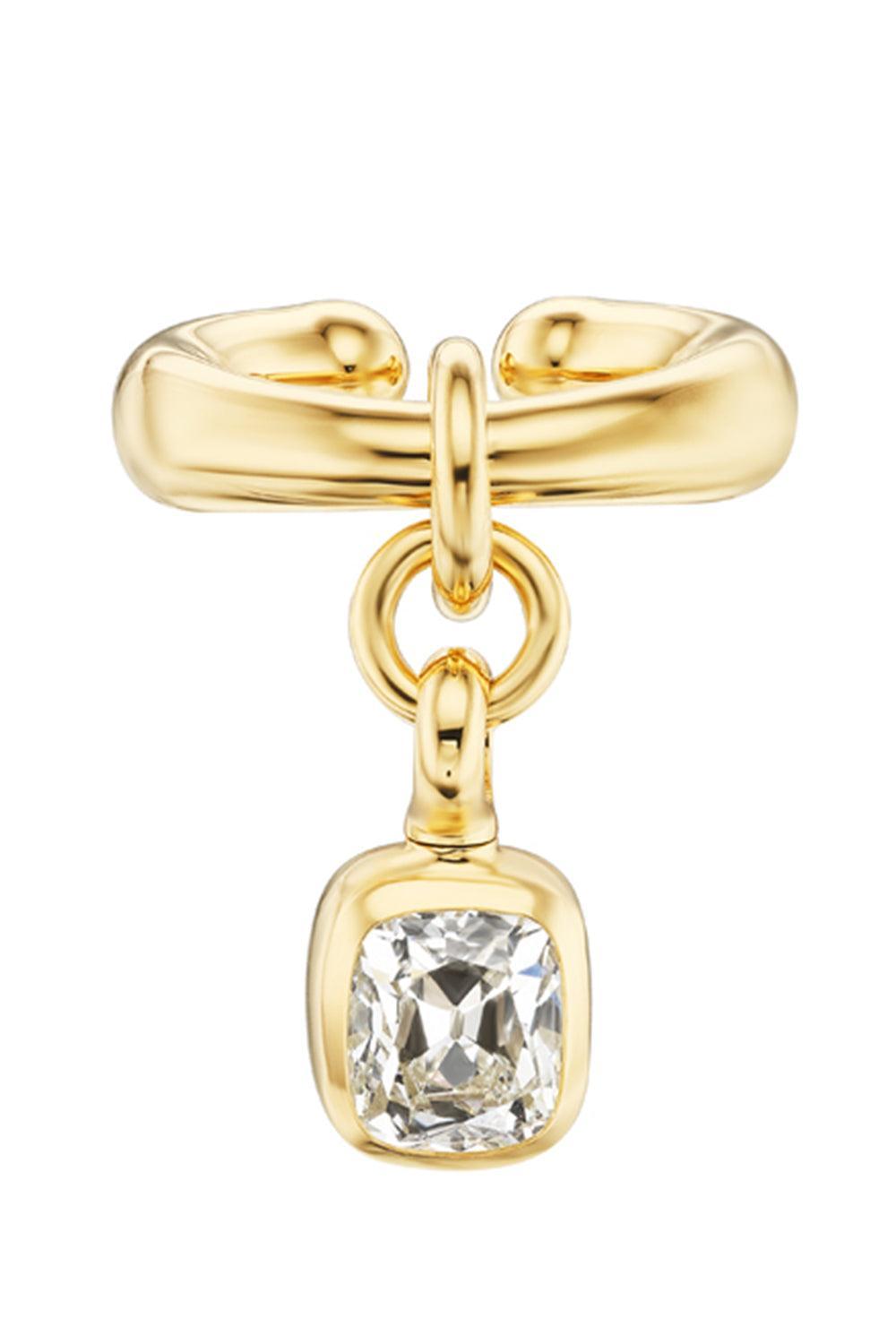 Diamond Carriage Ring Ear Cuff-YELLOW GOLD-4-JEWELRYFINE JEWELRING-UNIFORM OBJECT