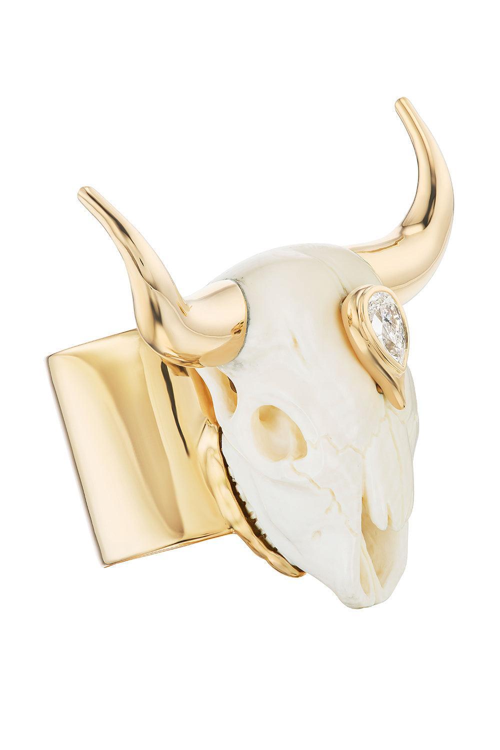 Carved Mammoth Bull Ring-YELLOW GOLD-7-JEWELRYFINE JEWELRING-UNIFORM OBJECT