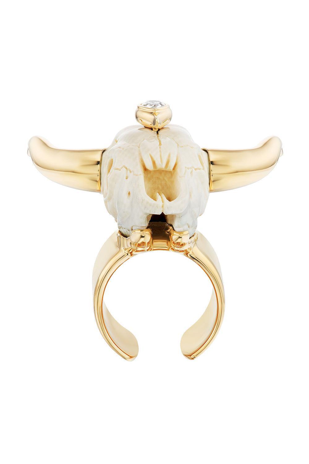 Carved Mammoth Bull Ring-YELLOW GOLD-7-JEWELRYFINE JEWELRING-UNIFORM OBJECT