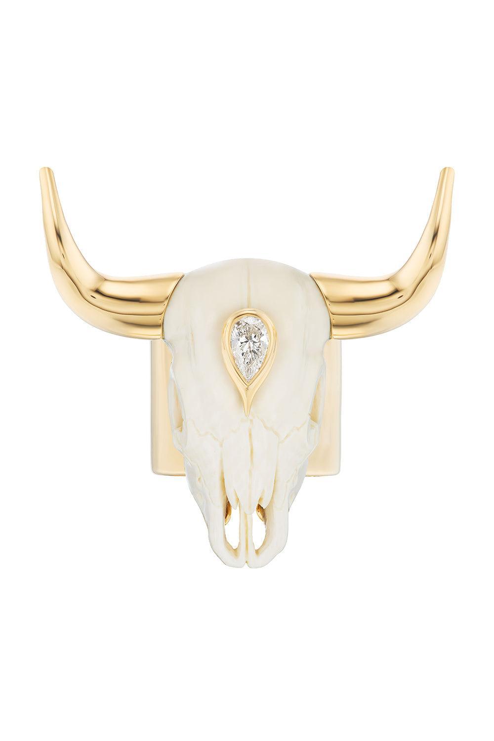 Carved Mammoth Bull Ring-YELLOW GOLD-7-JEWELRYFINE JEWELRING-UNIFORM OBJECT