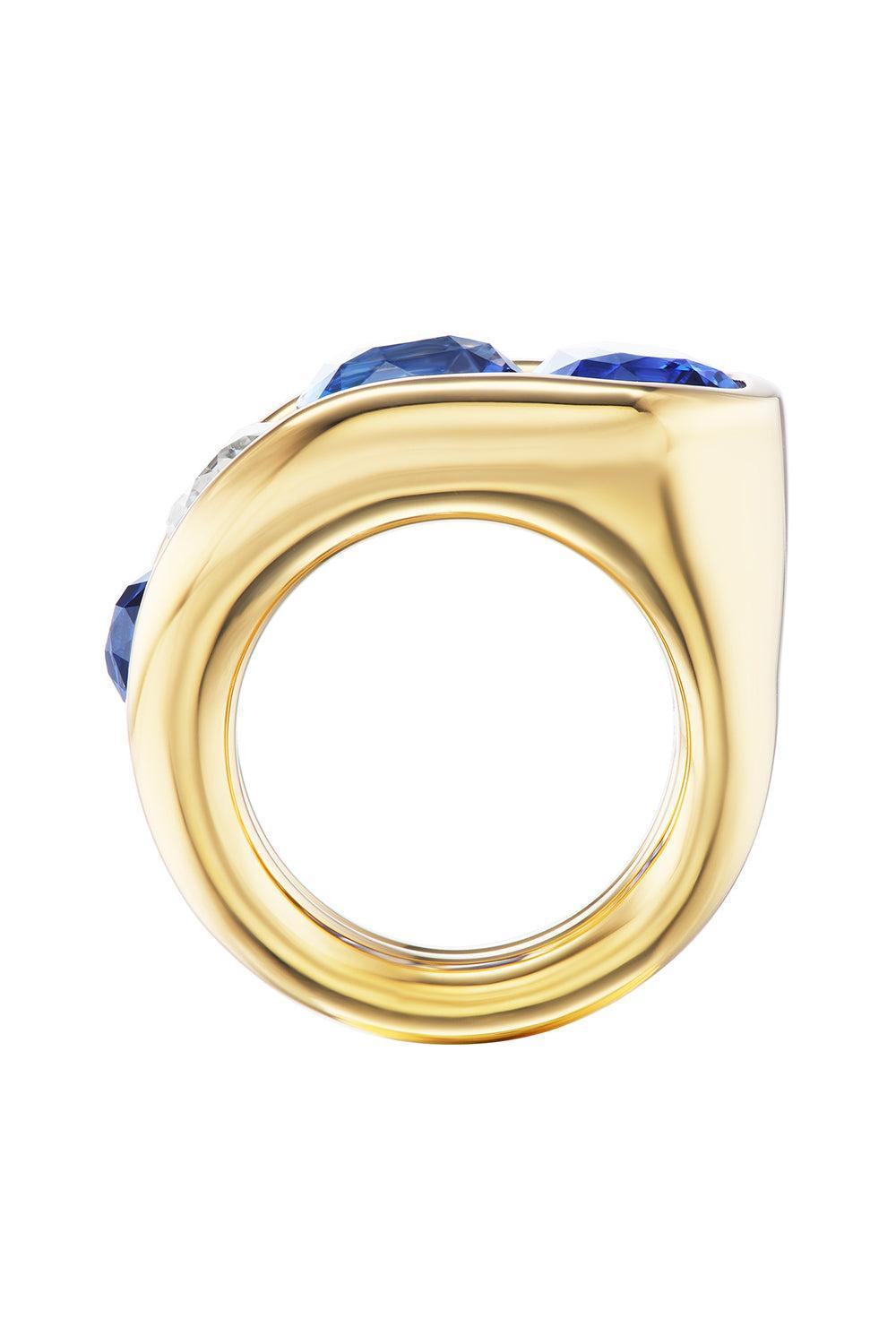 Diamond Blue Sapphire Cascade Ring-YELLOW GOLD-7-JEWELRYFINE JEWELRING-UNIFORM OBJECT