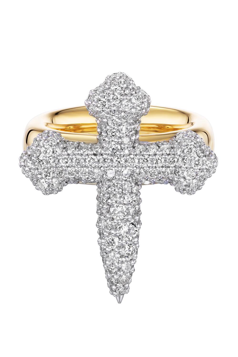 Diamond Cross Gauge Ring-YELLOW GOLD-7-JEWELRYFINE JEWELRING-UNIFORM OBJECT