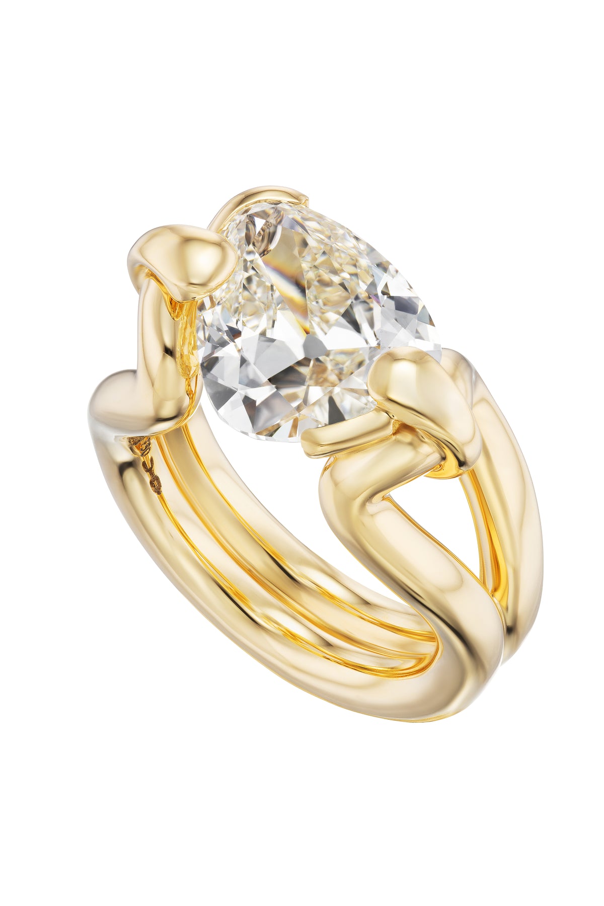 Diamond Pear Cut Mantle Ring-YELLOW GOLD-7-JEWELRYFINE JEWELRING-UNIFORM OBJECT