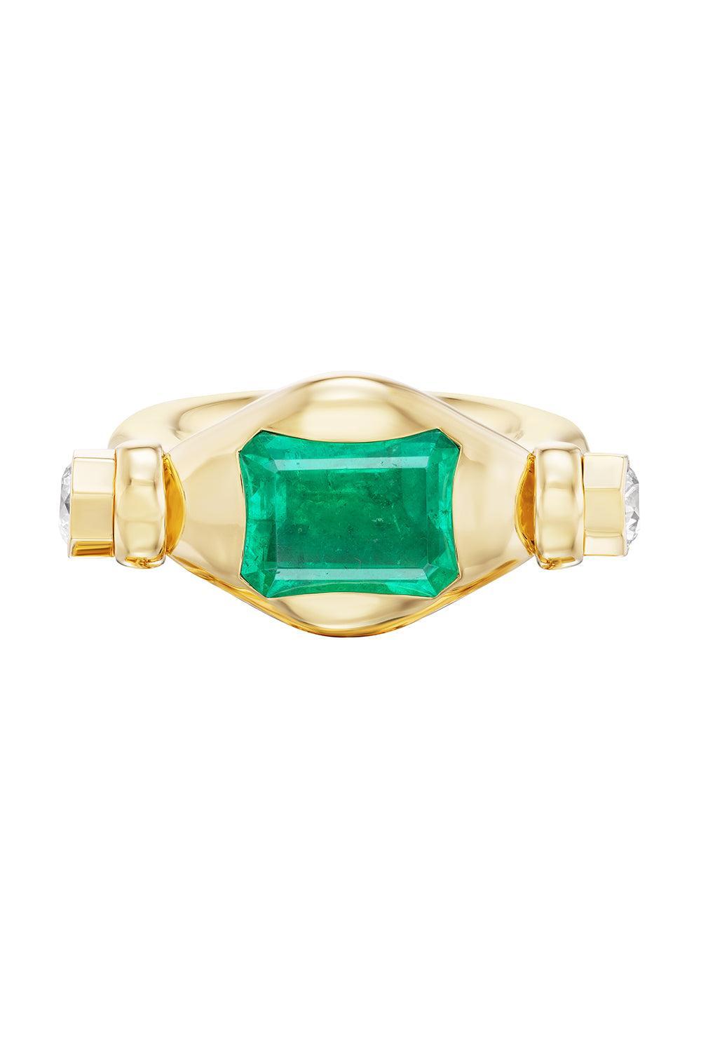 Emerald Diamond Machina Swivel Ring-YELLOW GOLD-7-JEWELRYFINE JEWELRING-UNIFORM OBJECT