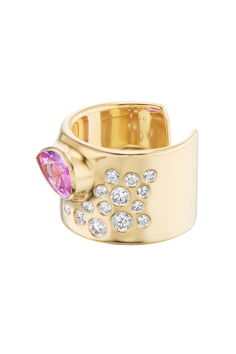 UNIFORM OBJECT-Pink Sapphire Cuff Ring-YELLOW GOLD
