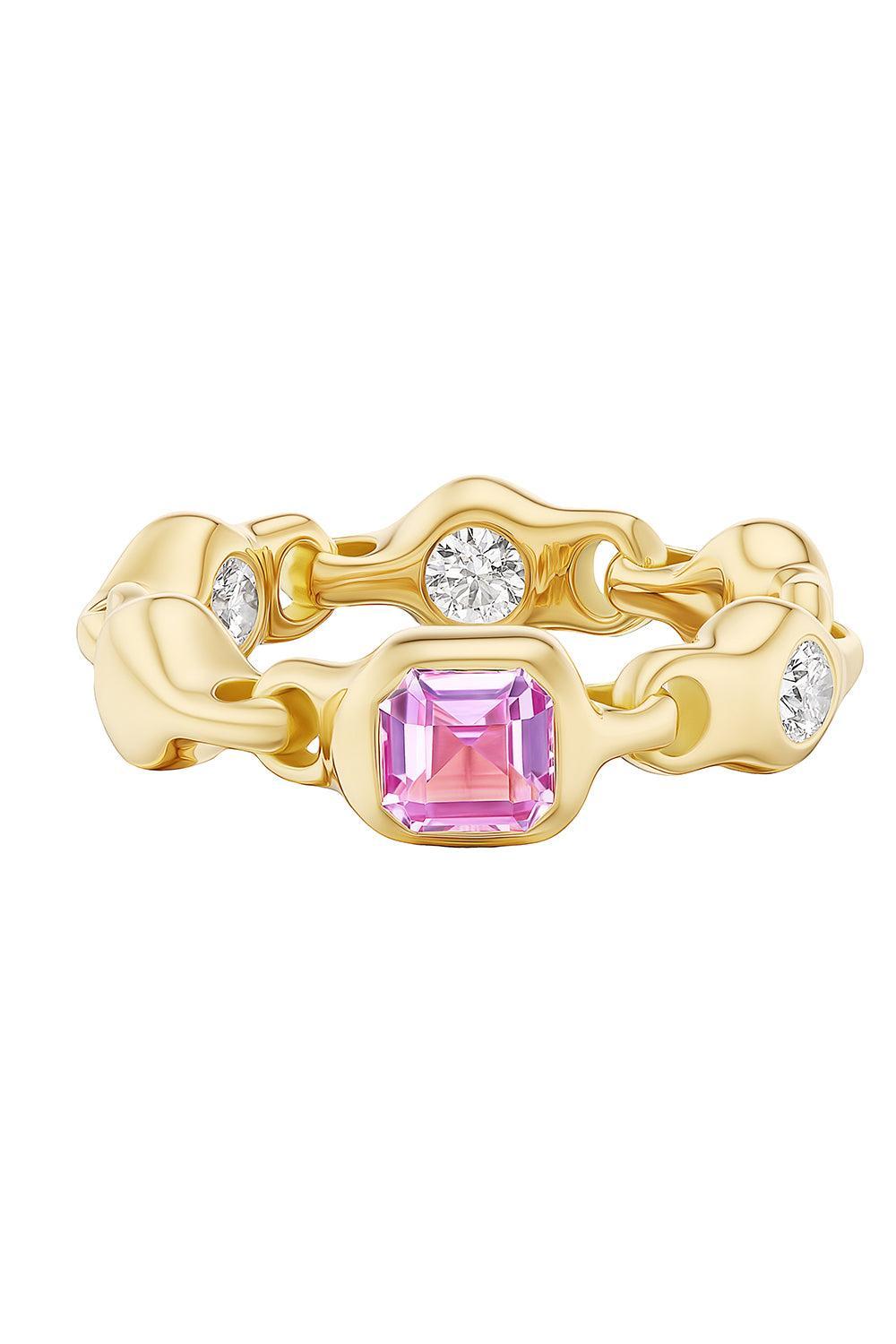 Pink Sapphire Diamond Supernova Stacking Ring-YELLOW GOLD-7-JEWELRYFINE JEWELRING-UNIFORM OBJECT