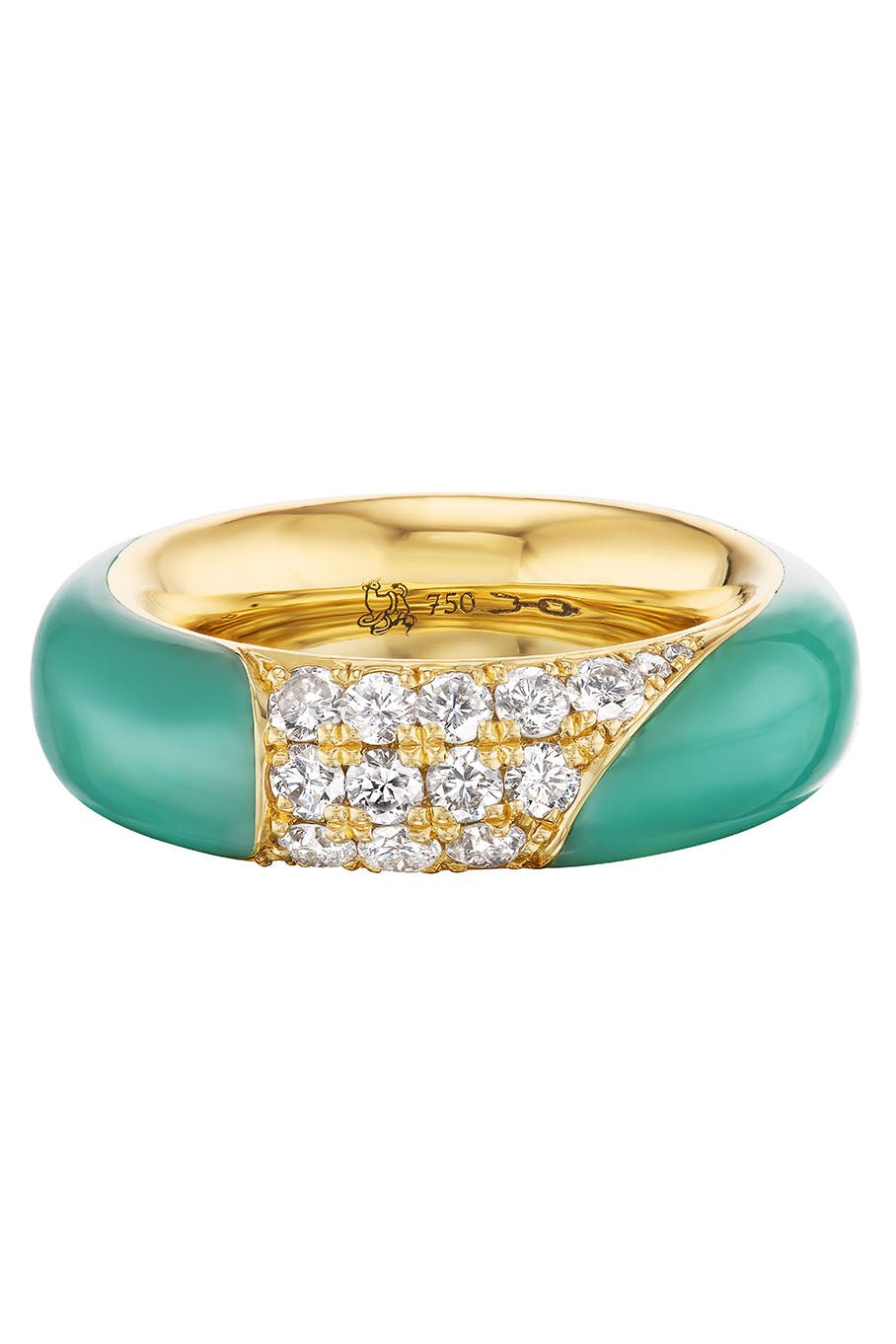 UNIFORM OBJECT-Turqouise Pave Diamond Ring-YELLOW GOLD