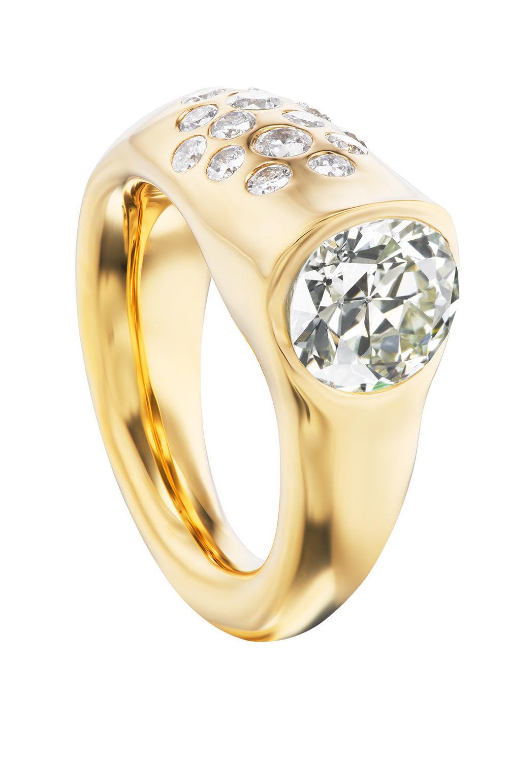 Diamond Cluster Battery Ring-YELLOW GOLD-7.25-JEWELRYFINE JEWELRING-UNIFORM OBJECT