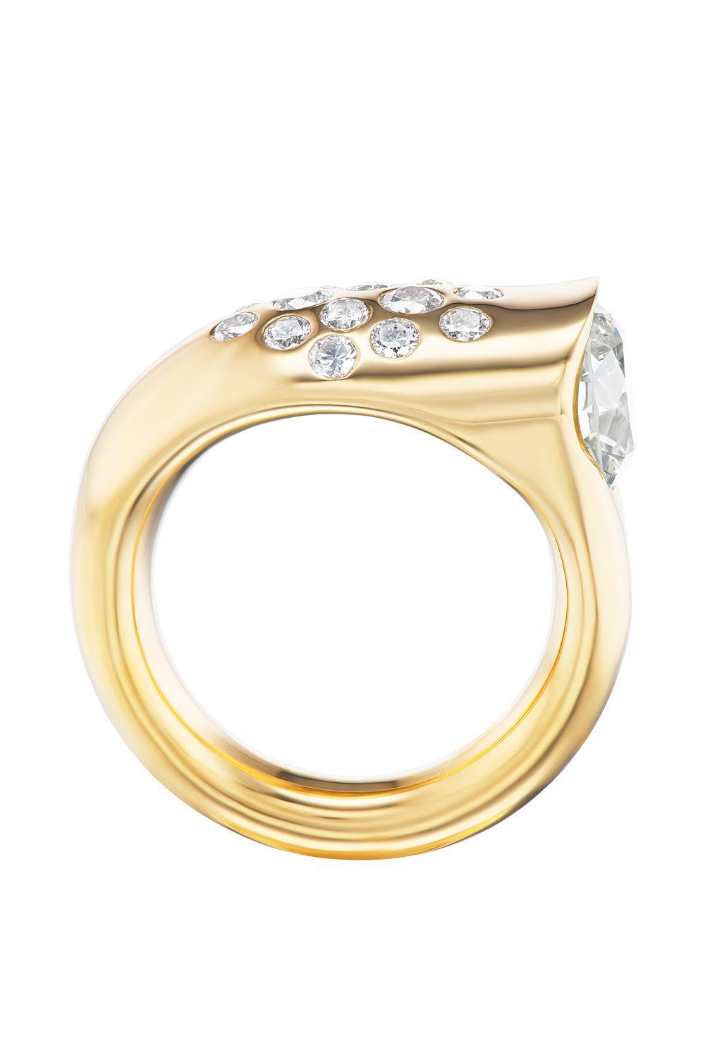 Diamond Cluster Battery Ring-YELLOW GOLD-7.25-JEWELRYFINE JEWELRING-UNIFORM OBJECT