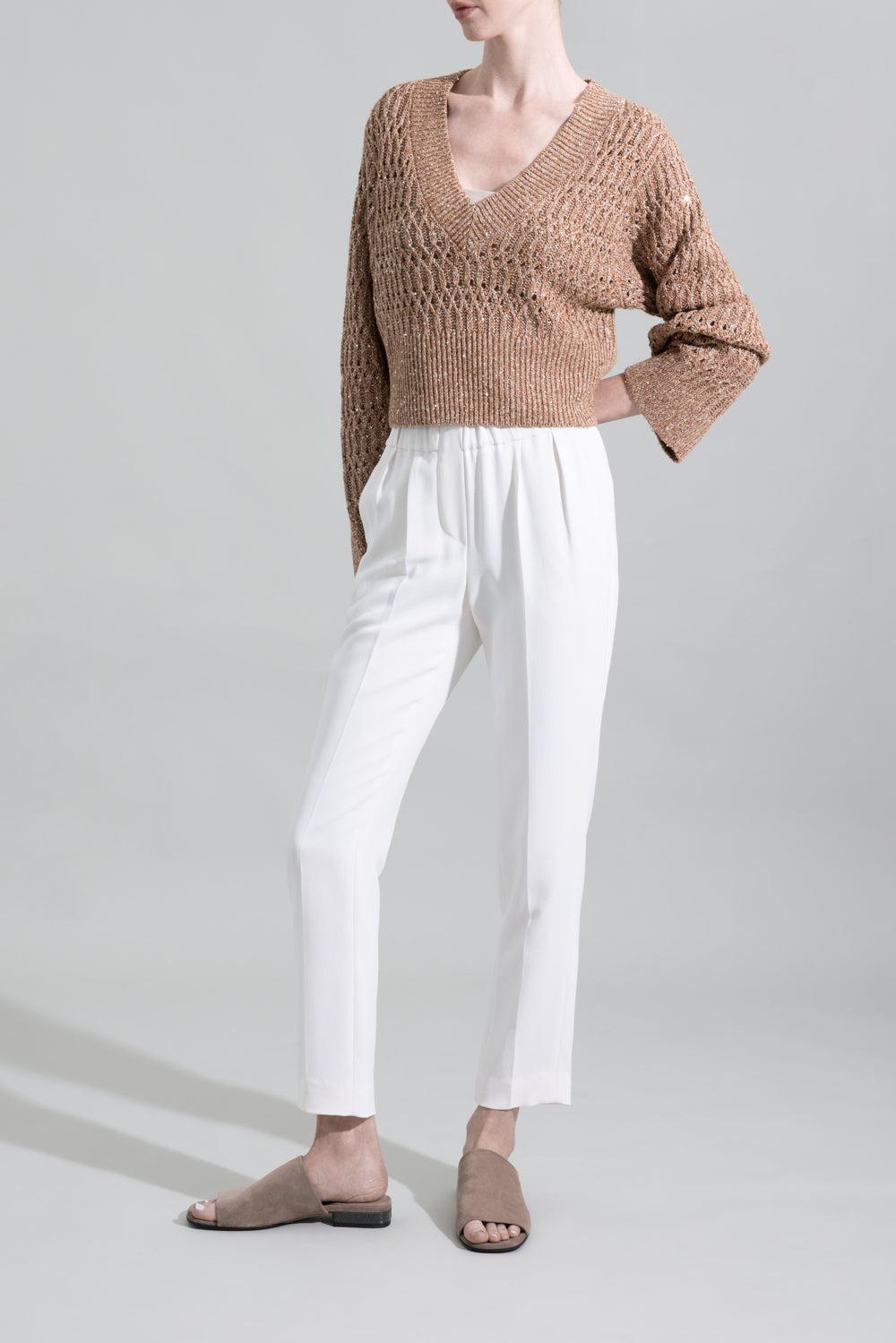 Crop Pull On Pant - Pure White-PURE WHT-36-CLOTHINGPANTCROPPED-BRUNELLO CUCINELLI