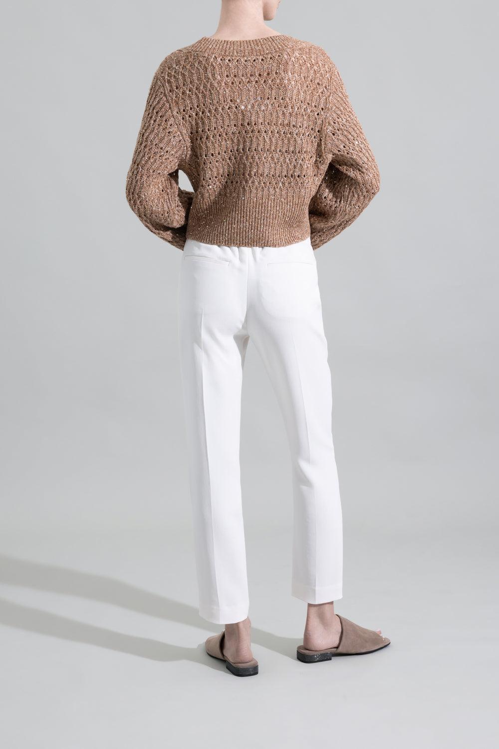Crop Pull On Pant - Pure White-PURE WHT-36-CLOTHINGPANTCROPPED-BRUNELLO CUCINELLI
